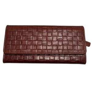 NWOT Jack Georges Voyager Collection Woven Leather Clutch Wallet